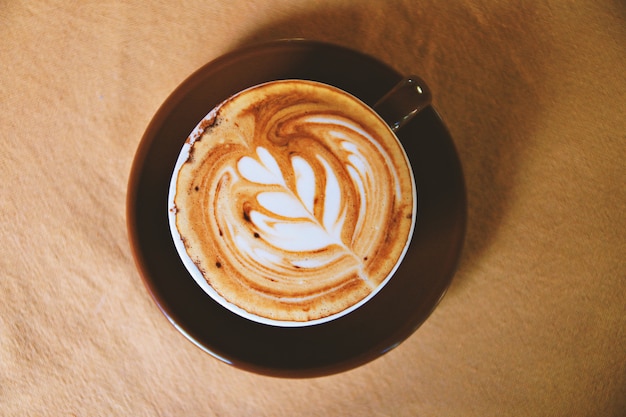 Top view of coffee cup