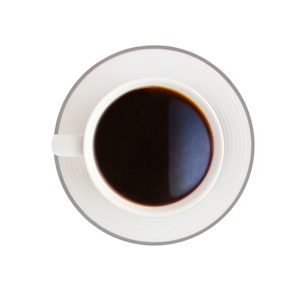 ソーサーに白いカップでコーヒーの平面図です。