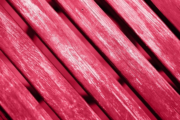 Top view of colored in red wooden beams