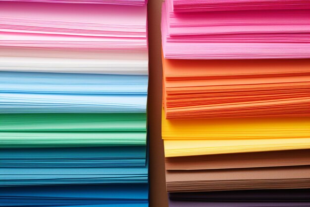 Top view of colorful paper sheets