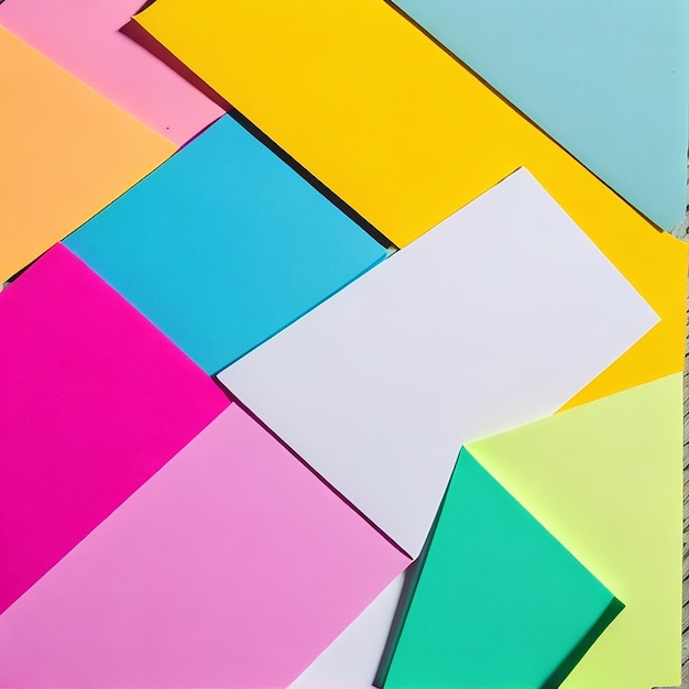 top view of colorful paper sheets