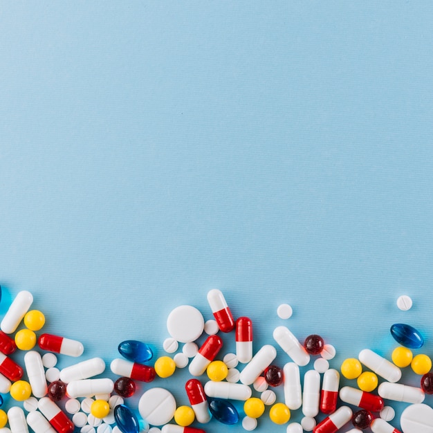top view of colorful pills