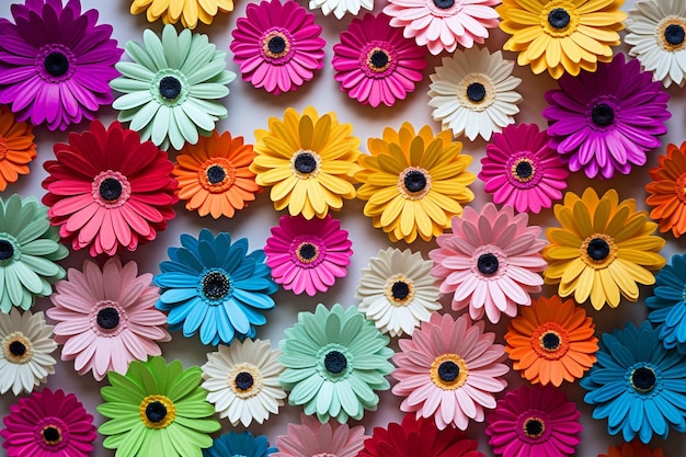 Photo top view of colorful spring daisy with petals