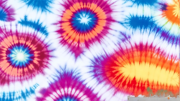 Top view of colorful tie dye pattern