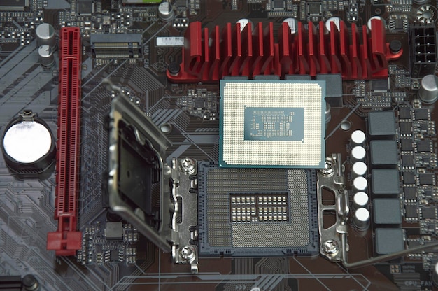 Top view of computer motherboard