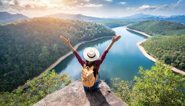 写真 トップビュー 自由のコンセプト 自然とのリラックスと旅行