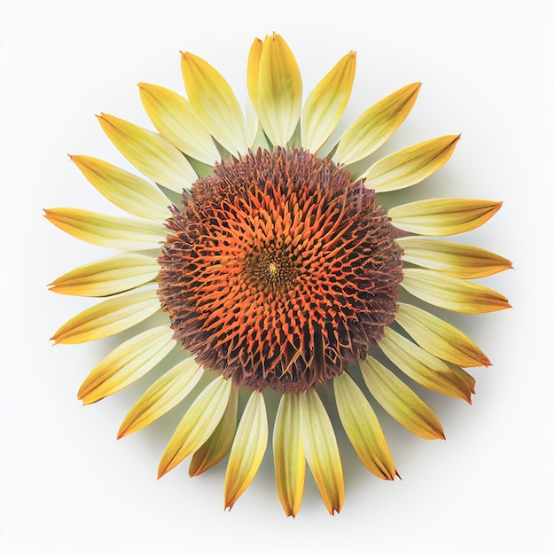 Top view a Coneflower isolated on a white background suitable for use on Valentine's Day cards