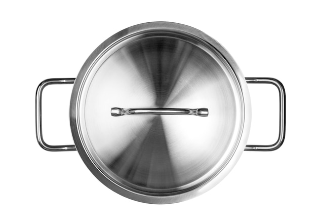 Photo top view of cooking pan isolated