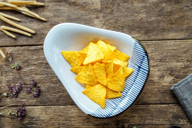 Top view on corn triangular chips