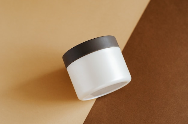 Top view of cosmetic cream jar