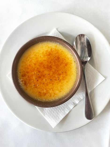 Top view of crema catalana dessert