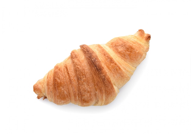 Photo top view, croissant isolated on a white