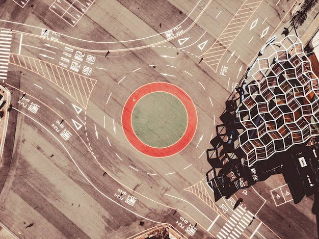 Top view on crossroad in Seoul