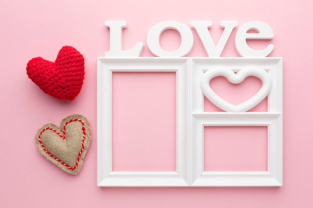 Top view of cute love frame concept