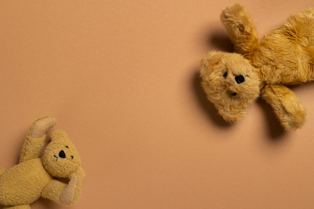 Foto giocattolo di peluche carino vista dall'alto