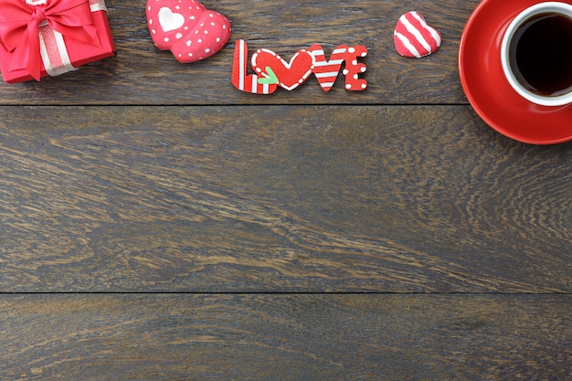 Top view decoration for love holiday background.