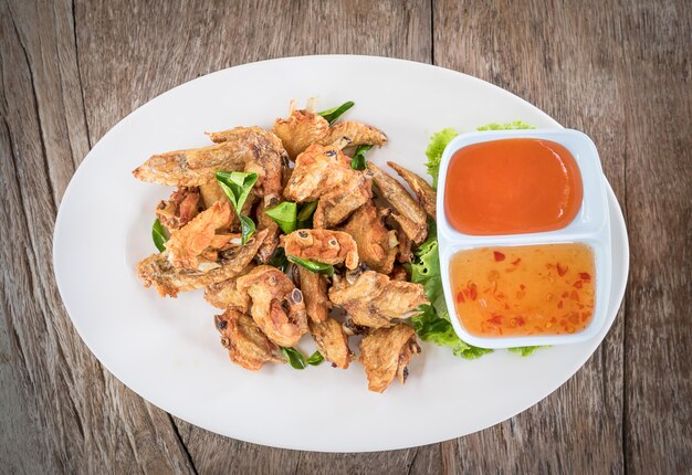 Top view Deep fried chicken wings