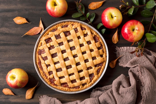 Photo top view delicious apple pie