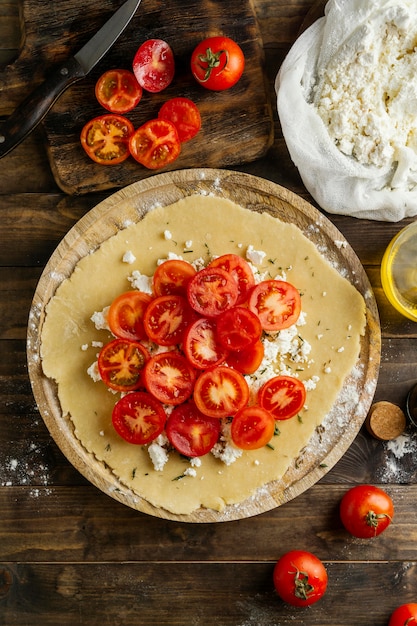 Вид сверху вкусный ассортимент еды