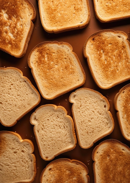 Top view of delicious fresh slices of bread Generative AI