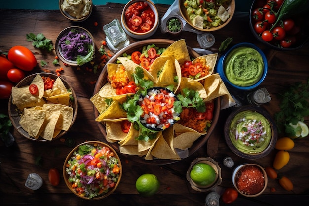  위 뷰 맛있는 멕시코 음식과 칠리