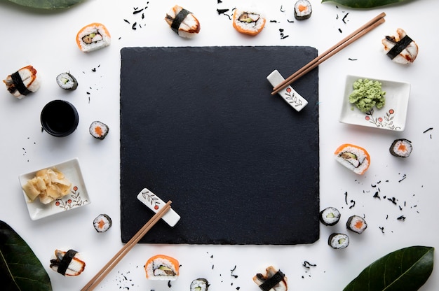 Top view of delicious sushi concept