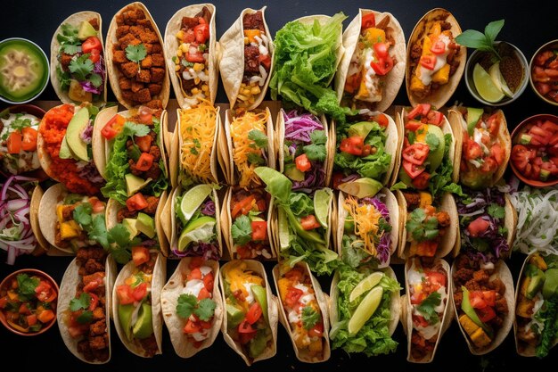 Top view of delicious tacos food