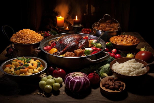 美味しい感謝祭の食事のトップビュー