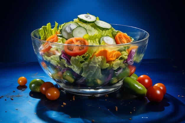 Top view delicious vegetable salad with seasonings on a dark background health diet salad vegetable