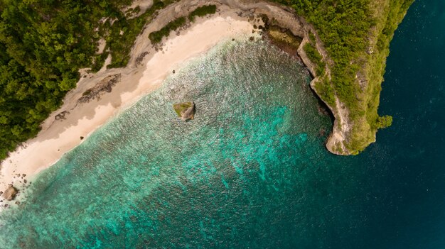 Top view of a deserted beach