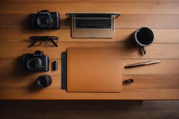 Top view of desk concept with copy space