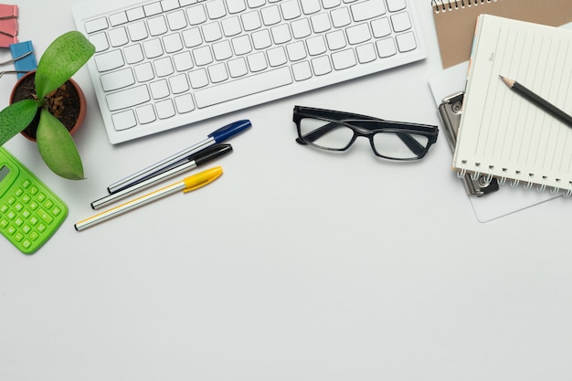 Top view of the desk and marketing business.