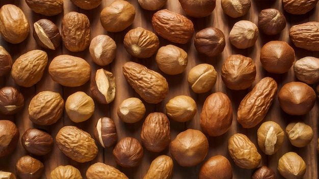 Top view different types of nuts