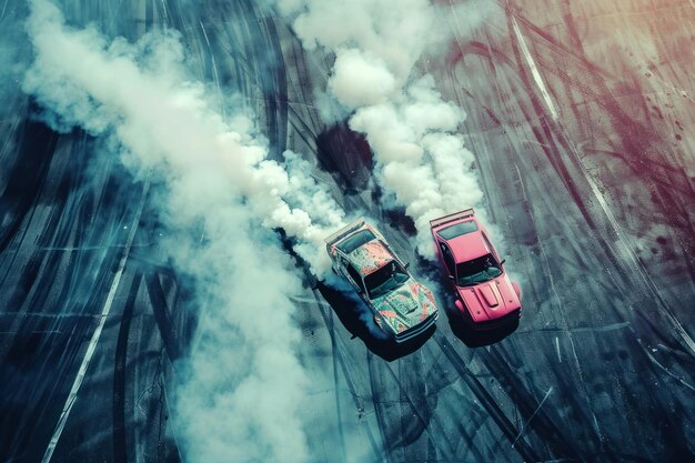 top view of driver drifting car Automobile