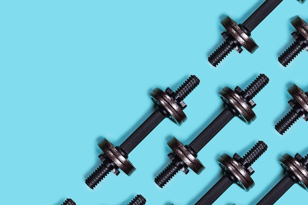 top view dumbbells set aligned