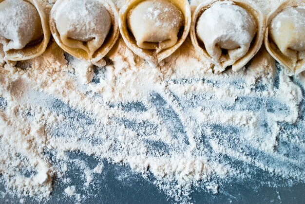 Top view on dumplings