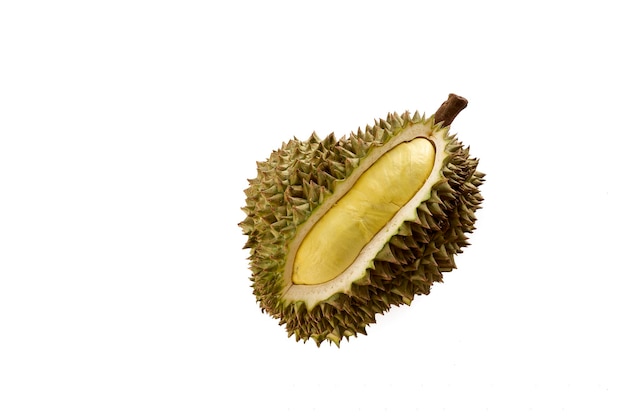 Top view of durian fruits isolated on white