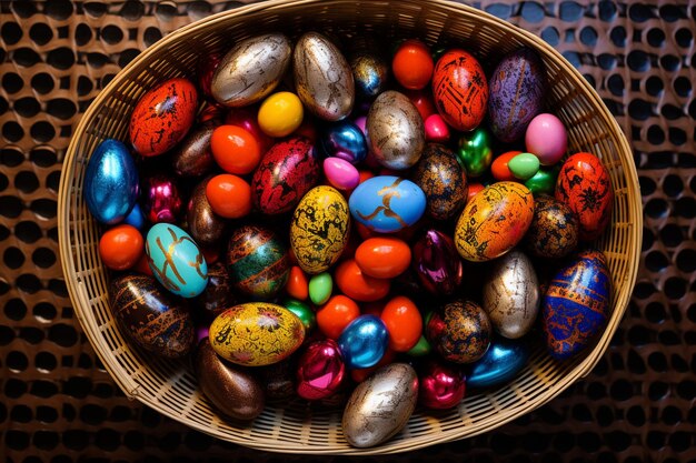 Top View of Easter Egg Basket Delight