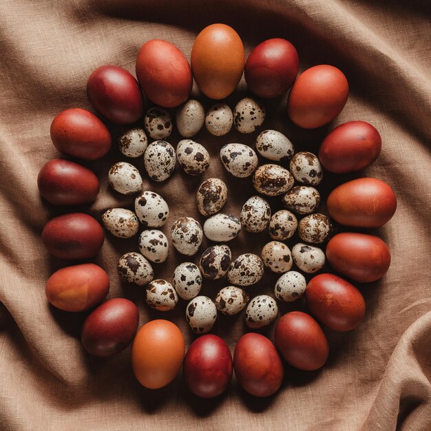 top view easter quail eggs