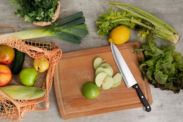 Top view eco food arrangement