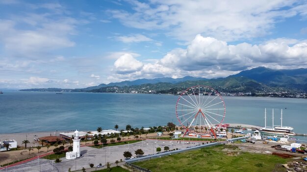 Top view of the embankment of the city of Batumi