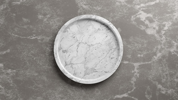 Photo top view of empty marble plate 3d render