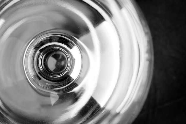 Top view of empty wineglass. Close up