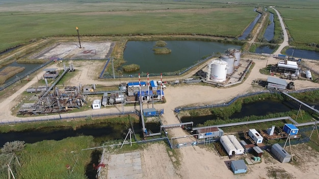 Top view of the equipment for oil separation Equipment for the drying gas and condensate collection Oilfield equipment