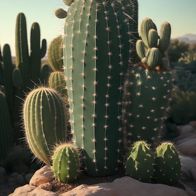 Top view of exotic cactus in desert Neural network AI generated