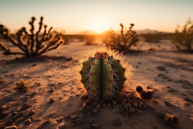 Top view of exotic cactus in desert Neural network AI generated