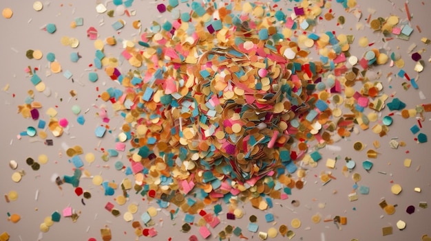 Top view of festive colorful confetti