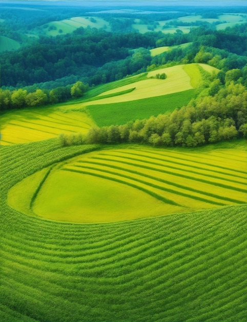 top view of fields and forests illustration