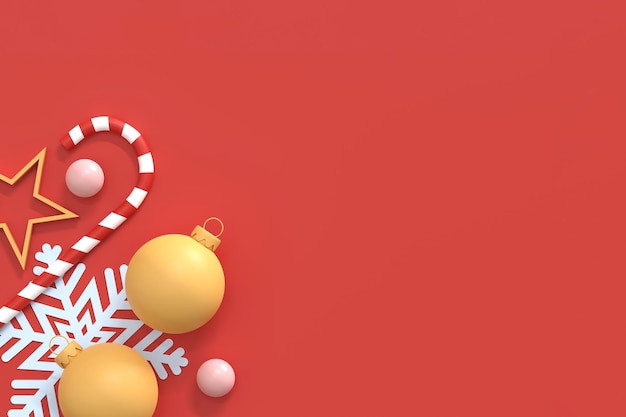 Вид сверху. Плоские праздничные украшения. С Рождеством и Новым годом. Дизайн фона. Зимняя рождественская праздничная тема. С Новым годом.