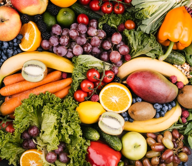 Vista dall'alto gustoso sfondo fatto con frutta